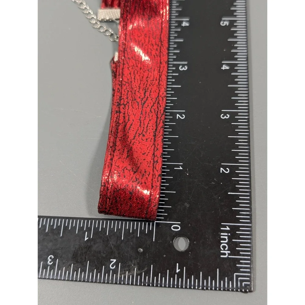 Red Metallic Satin‎ Ribbon Choker Wide Gothic Vamp Y2K 17